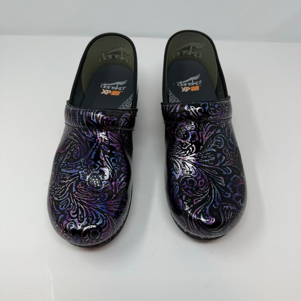 Dansko XP 2.0 Professional Nursing Shoes Women's 41 Black Multi Color Floral EUC - Picture 3 of 15